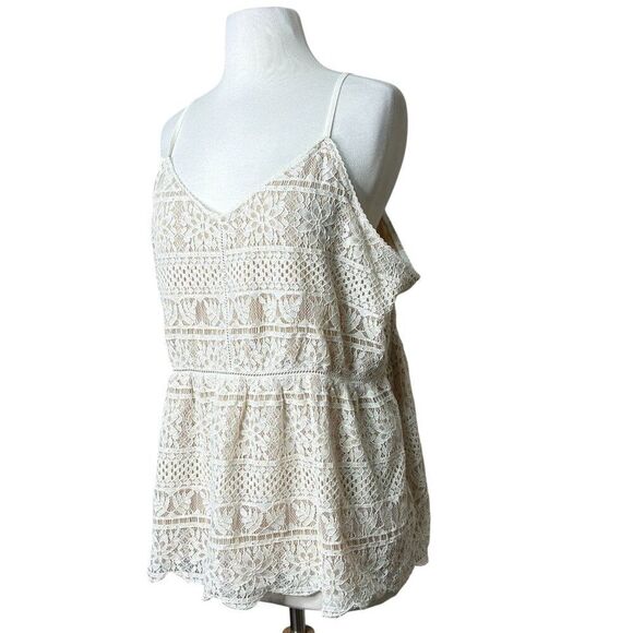 Maurices Lace Tank  Plus Size 1 Cream and Tan New With Tag - Picture 2 of 8